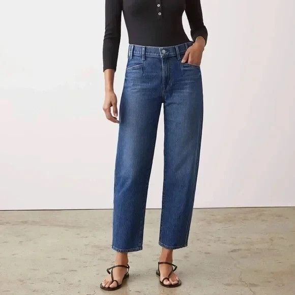 Denim - AYR Denim The Beat Barrel Leg Jeans Medium Wash Ankle High Rise Size 24 Preppy